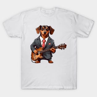 Dachshund Playing Guitar T-Shirt